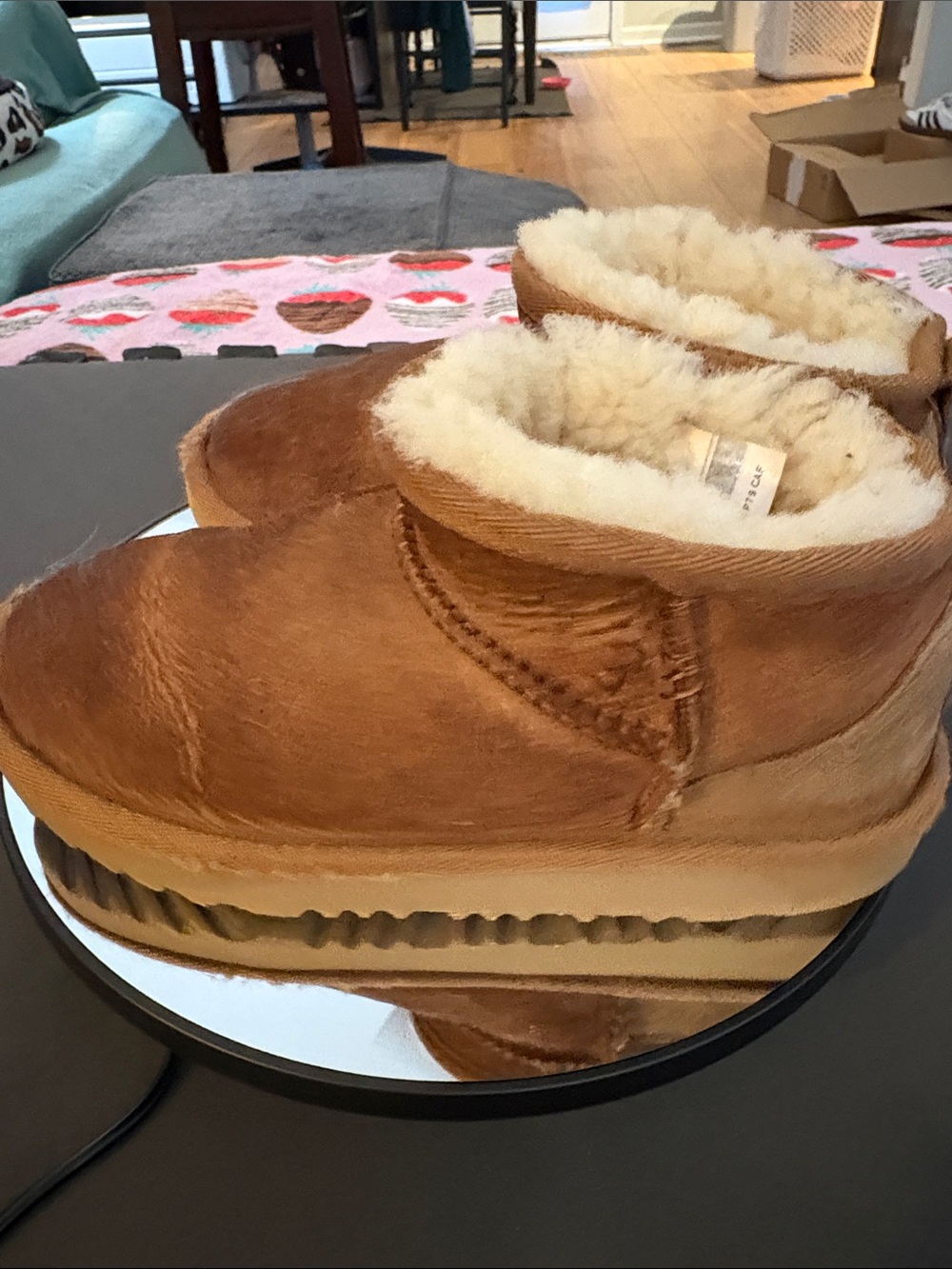 UGG Kids Chestnut Suede Shearling Booties